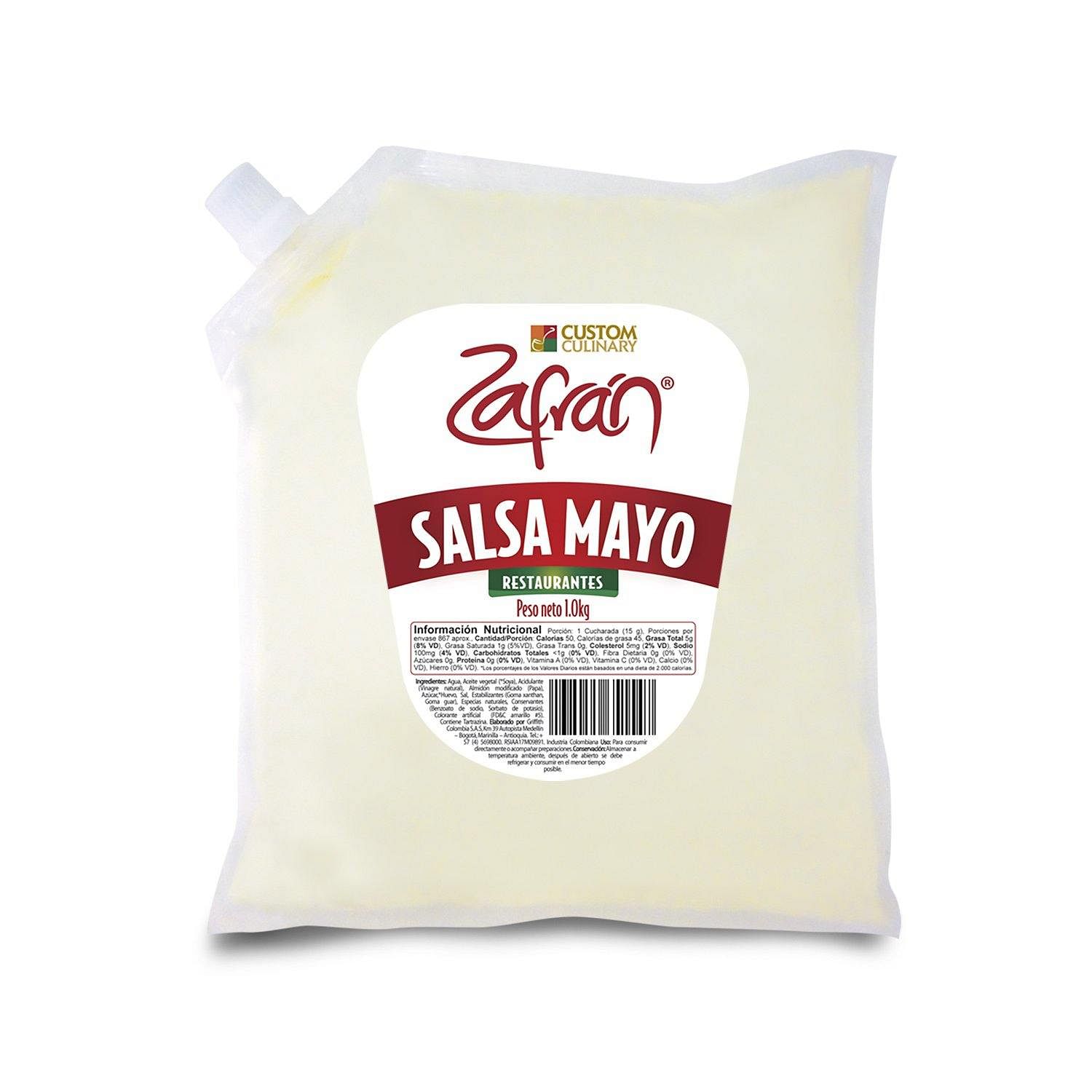 Salsa Mayo Restaurantes Zafrán® Bolsa Válvula 1kg - Custom Culinary